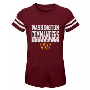 NFL Washington Commanders Girls' Short Sleeve Stripe Fashion T-Shirt S 6/6X